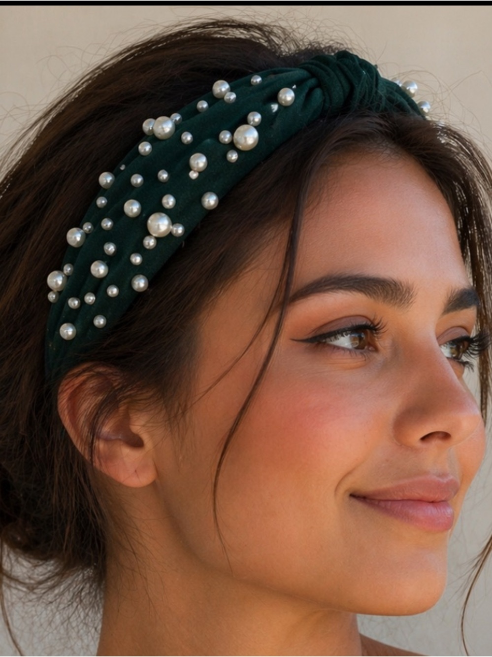 NEW! Plunder headbrand Elegant Green Pearl-Embellished Headband